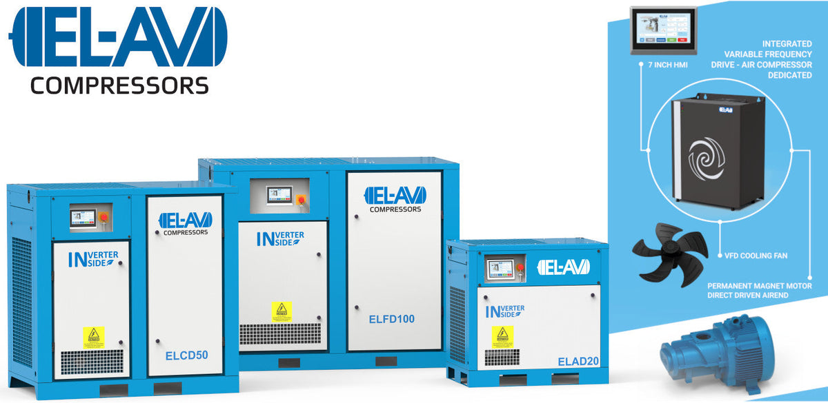 EL+ Series Inverter Screw Compressors - Permanent Magnet VFD Technology